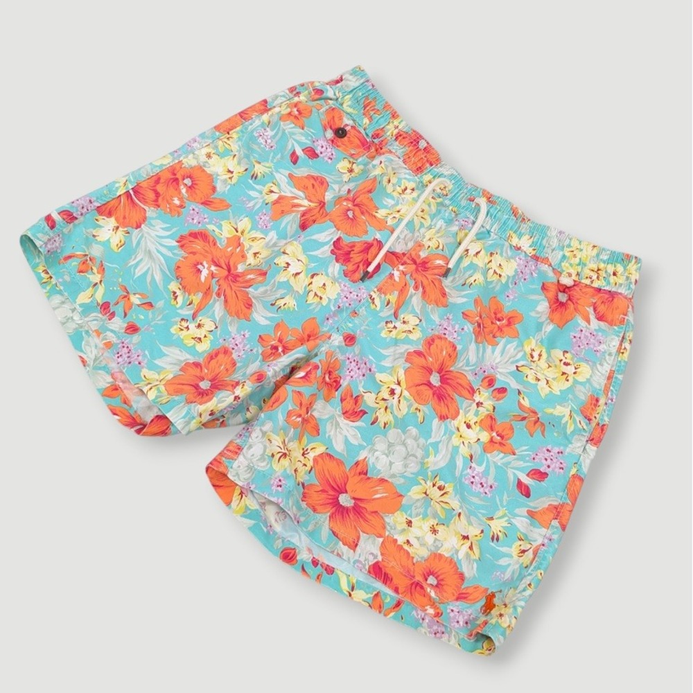 Polo Ralph Lauren Swim Trunks Mens XL 5.5" Inseam Floral Hibiscus Print